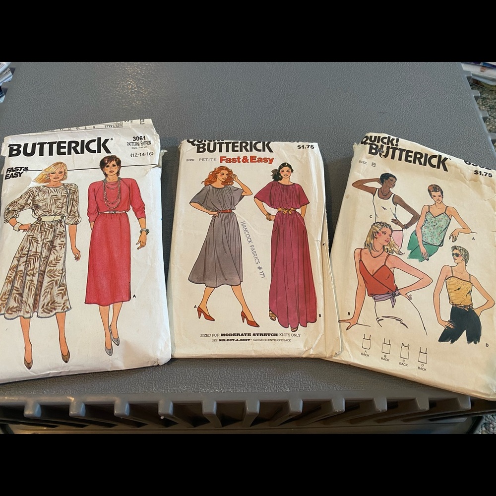 Lot of 3 vintage Butterick patterns